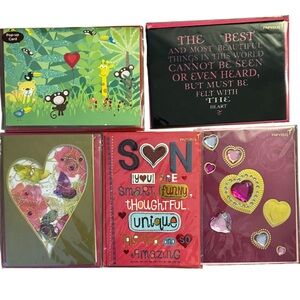 5 Papyrus Valentine’s Day Cards with Heart Floral Son, Daughter, Husband Wife